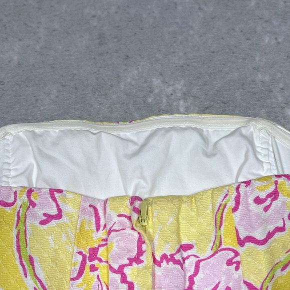 Lilly Pulitzer Dress Size 6 Yellow Pink Amberly Strapless Starfruit Day Floral - Picture 6 of 13